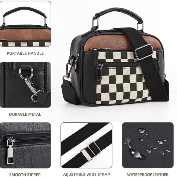 Checkered Crossbody Bags for Women Plaid Womens Cross Body Purses Checkerboard L - Picture 4 of 6